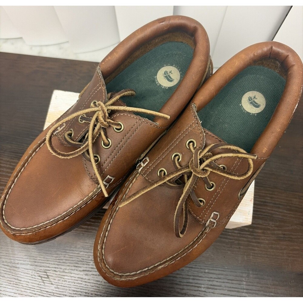 GH Bass Camp Moc Boat Shoes Mens Size 9.5M Brown Leather Vibram Soles 90'S cabin
